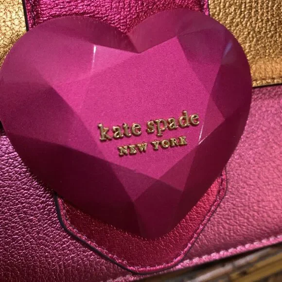 Kate Spade Bijou Barbie Pink Metallic Pebble Leather Top Handle Crossbody Bag - Picture 3 of 11